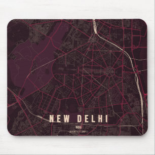 New Delhi India City Map Minimal Design Mouse Pad