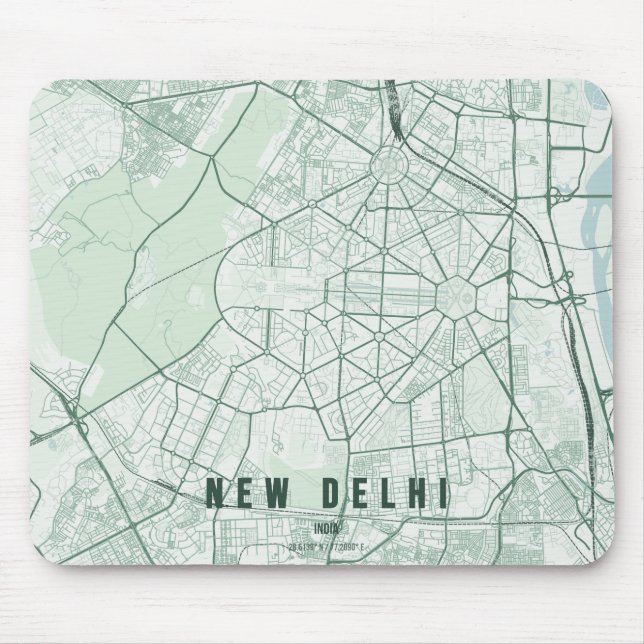 New Delhi India City Map Minimal Design Mouse Pad (Front)
