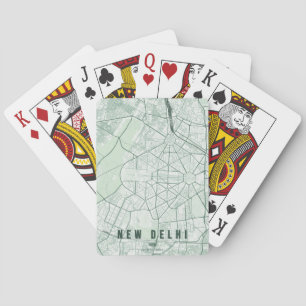 New Delhi India City Map Minimal Design Playing Cards