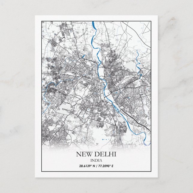New Delhi India City Map Travel Simple Postcard (Front)
