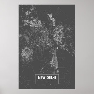 New Delhi, India (white on black) Poster
