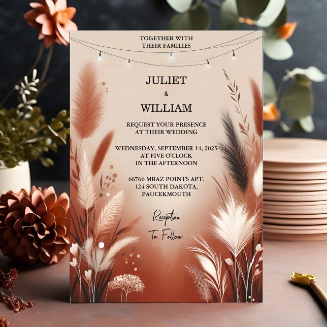 New Desert Rustic Boho Autumn Ombre Brown Wedding Invitation (Creator Uploaded)