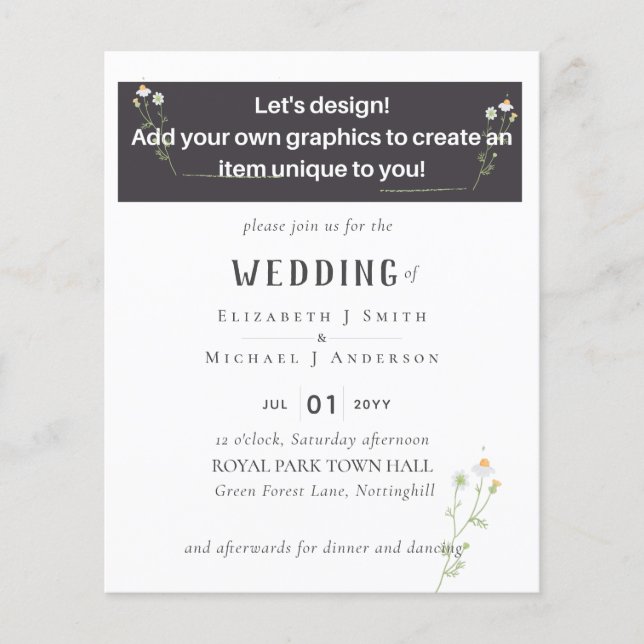 NEW! DESIGN OWN WEDDING INVITE - Budget From 0.50 (Front)