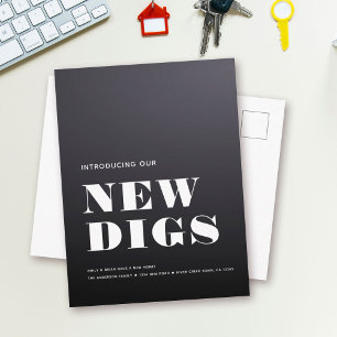 NEW DIGS Simple Modern Minimal Moving Announcement Postcard