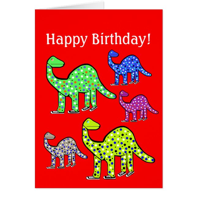 New Dinosaur Cartoon Birthday Card Gift (Front)