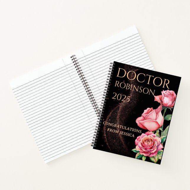 New Doctor, PhD Doctorate floral matte gift  Notebook (Inside)