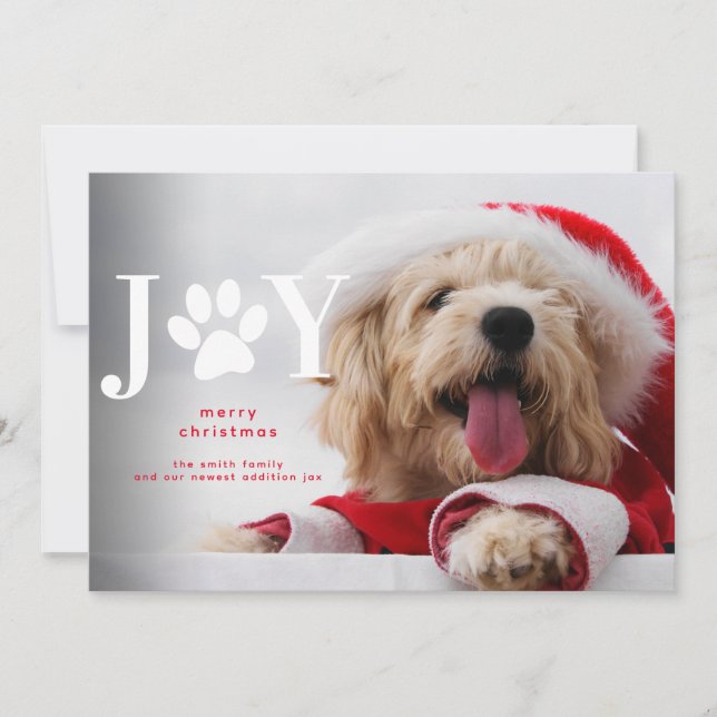 New Dog Puppy Joy Paw Christmas Announcement (Front)