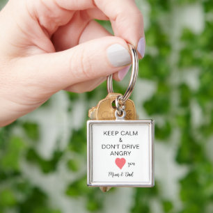 New Driver Car Gift Pink Heart Funny Keep Calm Key Ring