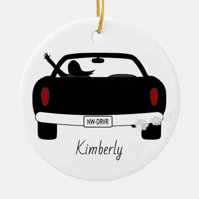 New Driver Female Personalized Ceramic Tree Decoration (Front)