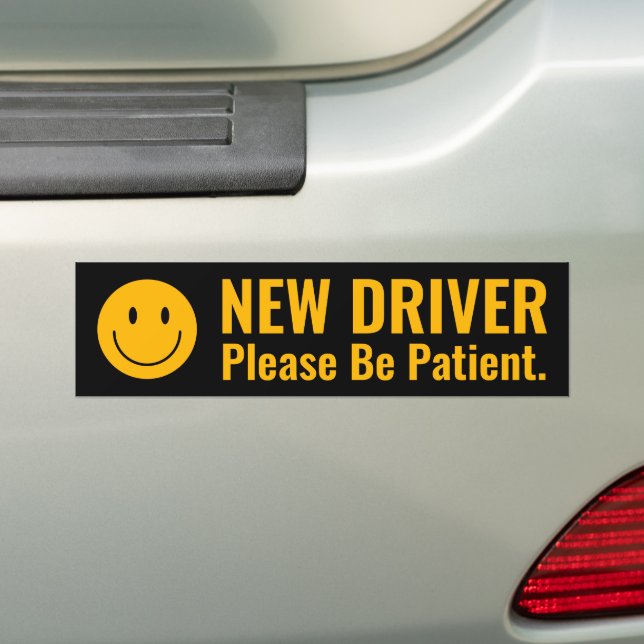 New Driver: Please Be Patient Bumper Sticker (On Car)