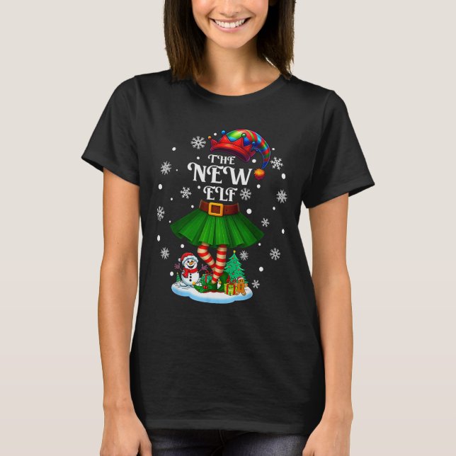 New Elf Squad Xmas Women Girls Mom Christmas Famil T-Shirt (Front)
