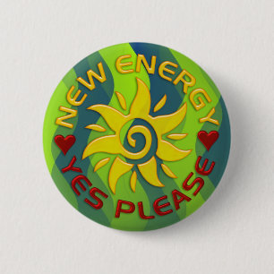 NEW ENERGY SUN green waves 6 Cm Round Badge