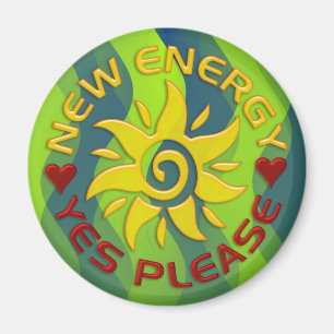 NEW ENERGY SUN   green waves Magnet