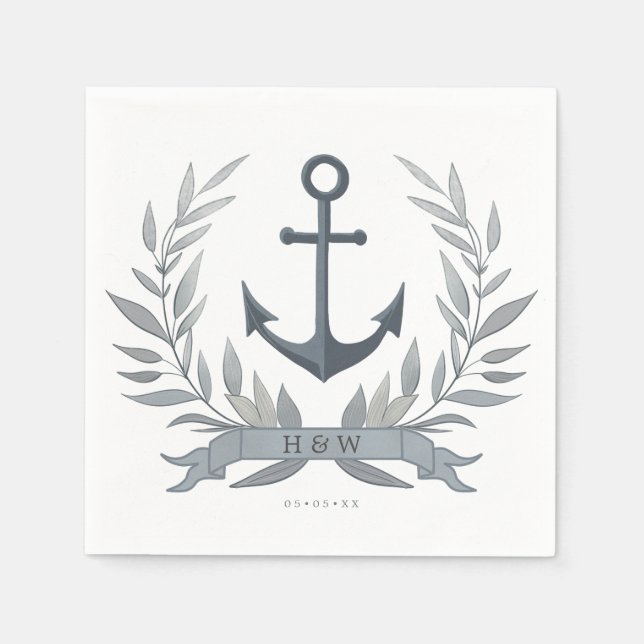 New england anchor wedding napkin (Front)