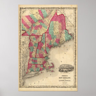 New England and Lower Canada Poster