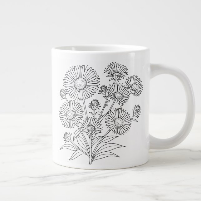 New England Aster - Symphyotrichum Novae-Angliae Large Coffee Mug (Right)