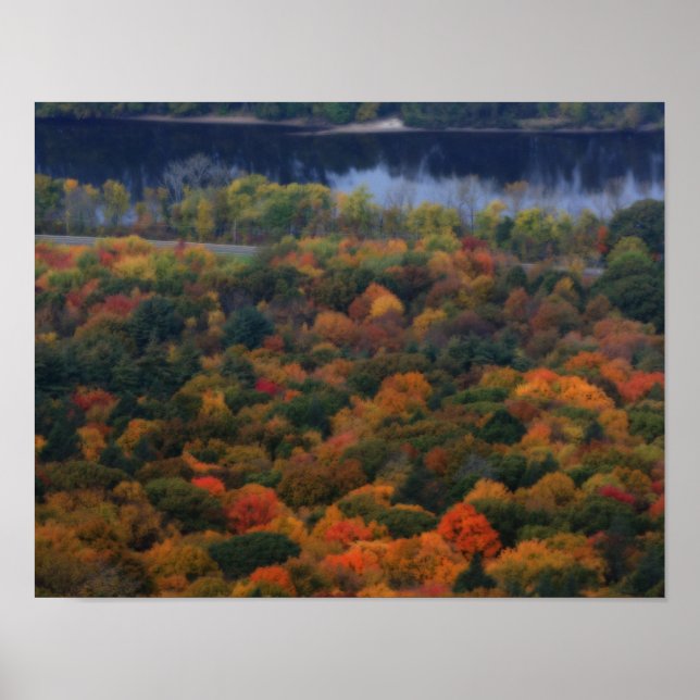 New England Autumn Foliage By River  Poster (Front)