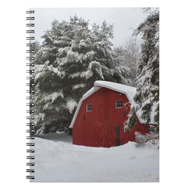 New England Barn In Winter Notebook (Front)
