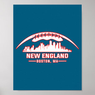 New England City Skyline Illustration Poster