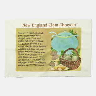 New England Clam Chowder Recipe Tea Towel