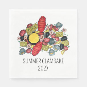 New England Clambake Lobster Boil Block Party Napkin