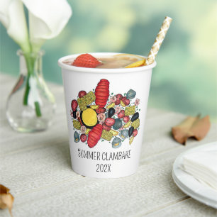 New England Clambake Lobster Boil Block Party Paper Cups