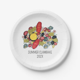 New England Clambake Lobster Boil Block Party Paper Plate