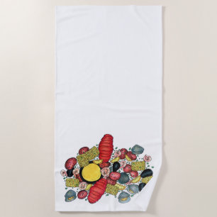 New England Clams Lobster Clambake Seafood Dinner Beach Towel