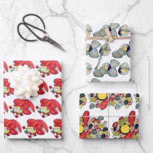 New England Clams Lobster Clambake Seafood Dinner Wrapping Paper Sheet