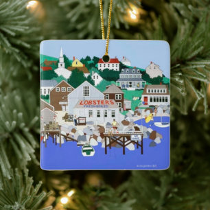 New England Coast Ceramic Ornament