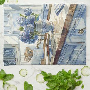 New England Coastal Kitchen Watercolor Tea Towel