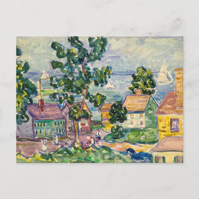 New England Coastal Village | Maurice Prendergast Postcard (Front)