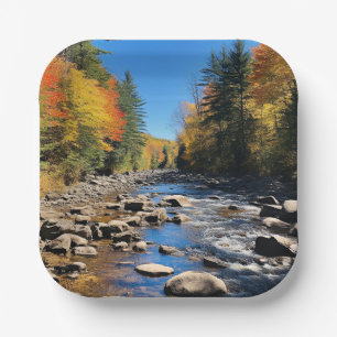 New England Colourful Landscape, Autumn, Paper Plate