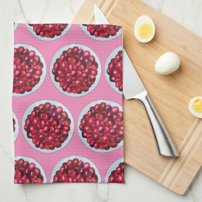 New England Cranberries Cranberry Bog Berries Tea Towel (Quarter Fold)