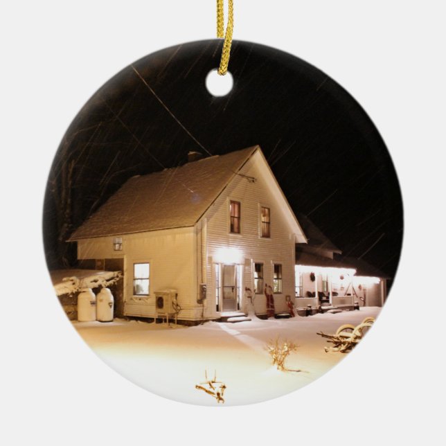 New England Farmhouse Ceramic Tree Decoration (Front)