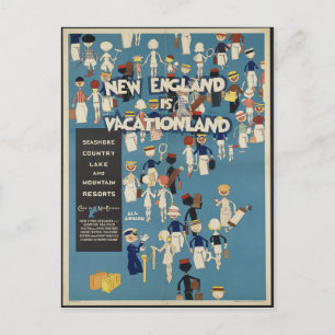 New England is Vacationland VintageTravel Postcard