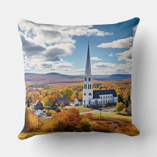 New England Landscape in Fall Cushion (Back)