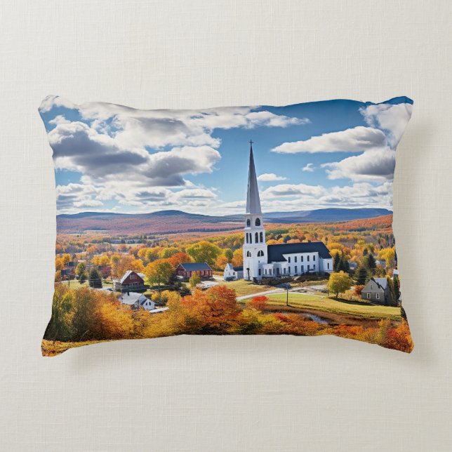 New England Landscape in Fall Decorative Cushion (Front)