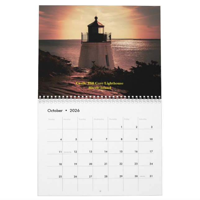 New England Lighthouse Calendar (Oct 2026)