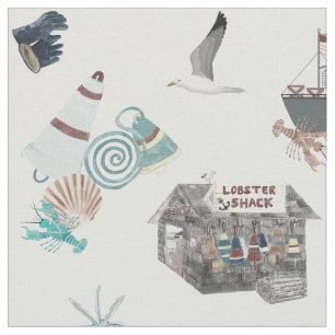 New England Lobster Shack Ditsy Fabric