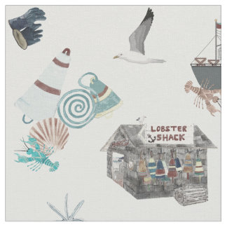 New England Lobster Shack Ditsy Fabric
