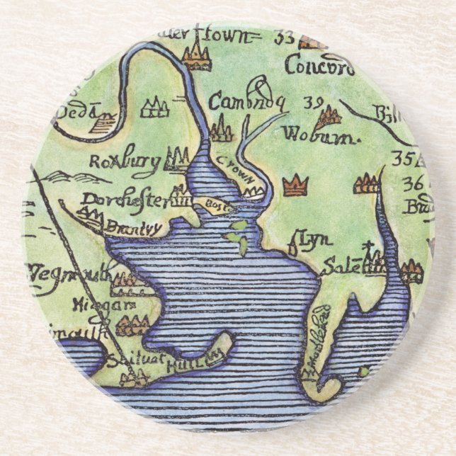 NEW ENGLAND MAP 1677 COASTER (Front)