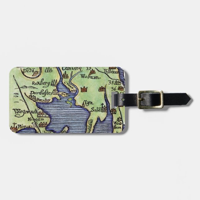 NEW ENGLAND MAP 1677 LUGGAGE TAG (Front Horizontal)