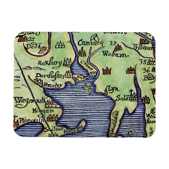 NEW ENGLAND MAP 1677 MAGNET (Horizontal)