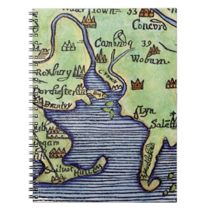 NEW ENGLAND MAP 1677 NOTEBOOK