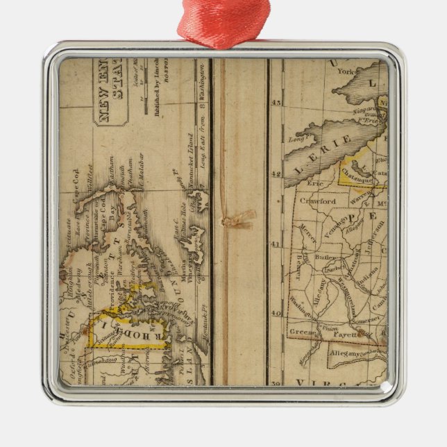 New England, Middle States Metal Tree Decoration (Front)