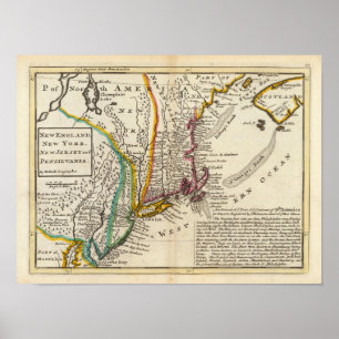 New England, New York, New Jersey and Pennsylvania Poster