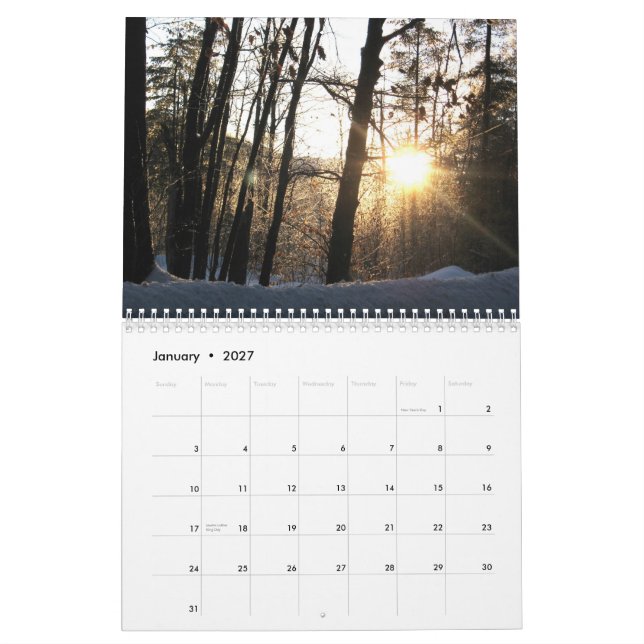 New England photography calendar (Jan 2027)