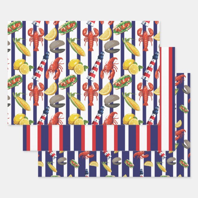 New England Picnic Wrapping Paper Sheet (Set)