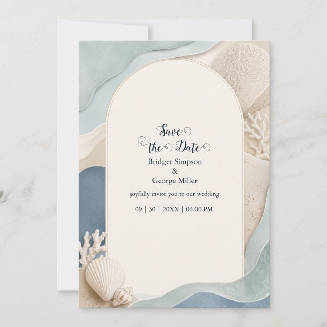 new england romantic Lighthouse coastal Wedding  Invitation (Front)
